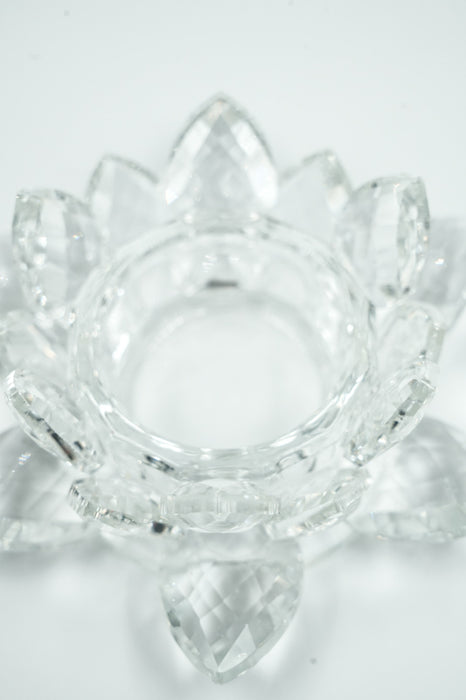 Tealight holder, crystal glass, lotus flower, 12cm