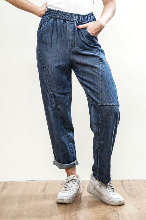 Jean en coton avec ceinture élastique - Taille unique