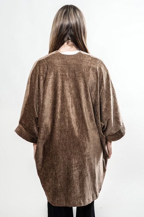 Manteau en velours avec broche camel - Taille unique