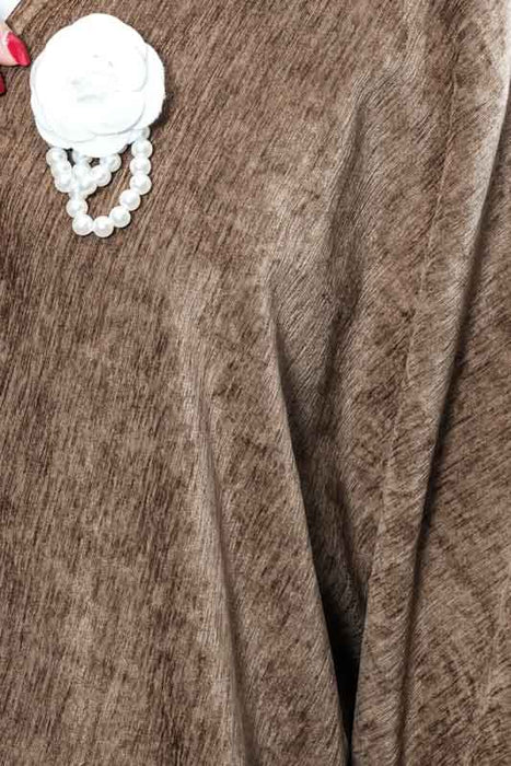 Manteau en velours avec broche camel - Taille unique