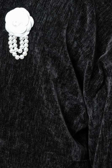 Veste avec broche fleur noire - Taille unique