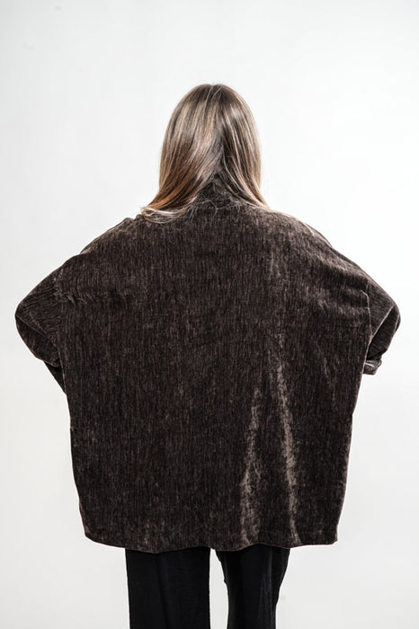 Veste avec broche fleur marron foncé - Taille unique