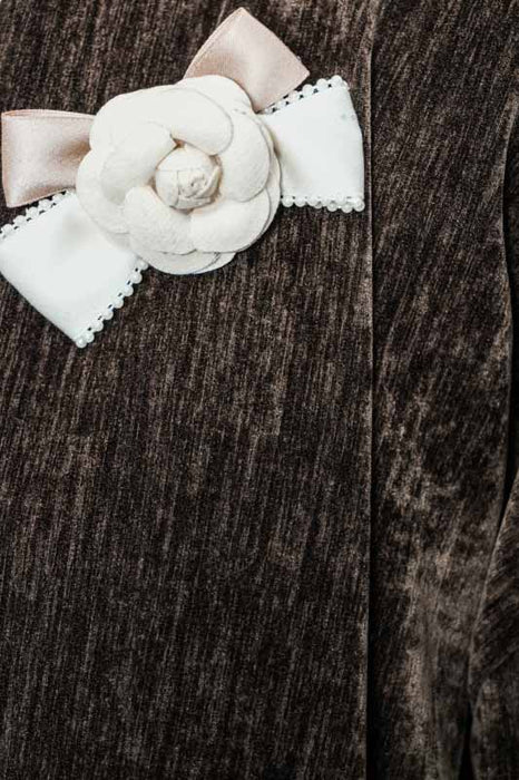 Veste avec broche fleur marron foncé - Taille unique