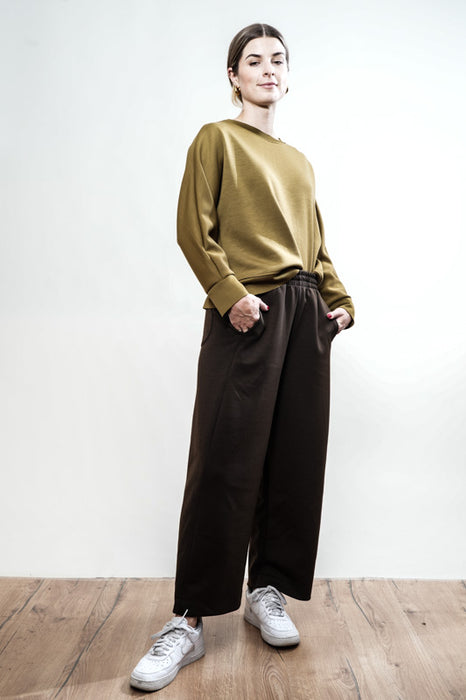 Pantalon large marron foncé - Taille unique