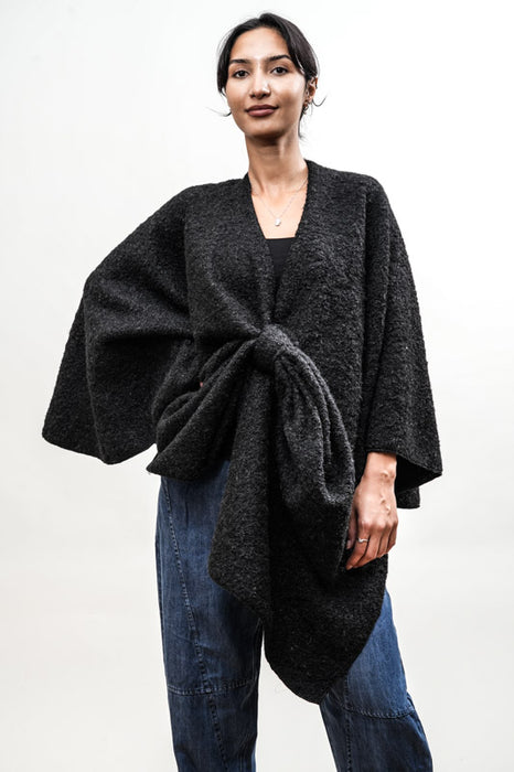 Poncho Polyester/Laine Noir - Taille Unique