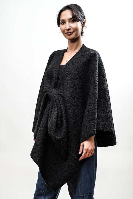 Poncho Polyester/Laine Noir - Taille Unique