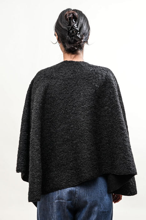 Poncho Polyester/Laine Noir - Taille Unique