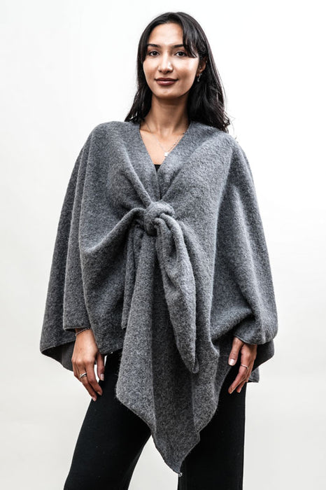 Poncho polyester/laine gris - taille unique