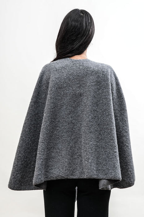 Poncho polyester/laine gris - taille unique