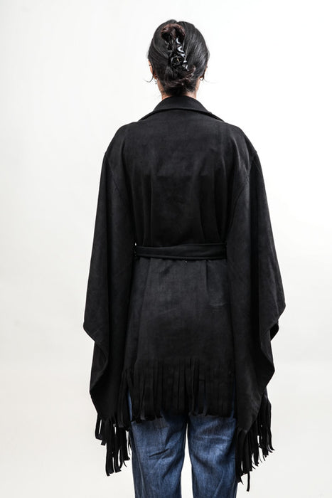 Manteau à franges noir - Taille unique