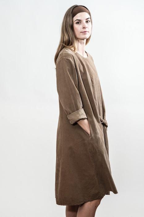 Robe Manchester longue en coton marron clair - Taille unique