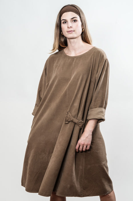 Robe Manchester longue en coton marron clair - Taille unique