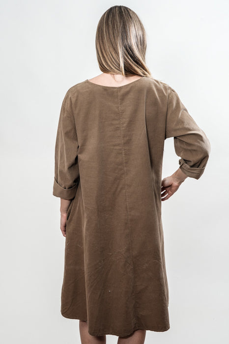 Robe Manchester longue en coton marron clair - Taille unique