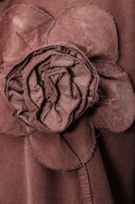 Robe Manchester longue en coton à grandes fleurs caramel - Taille unique