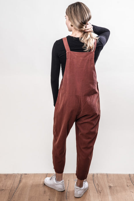Salopette Manchester en coton rouille - Taille unique