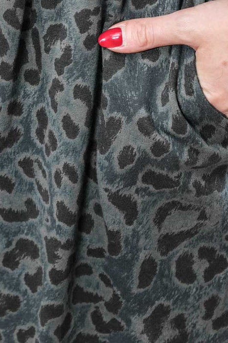 Pantalon en coton imprimé animalier pétrole - taille unique
