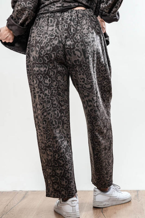 Pantalon en coton imprimé animalier marron/noir - Taille unique