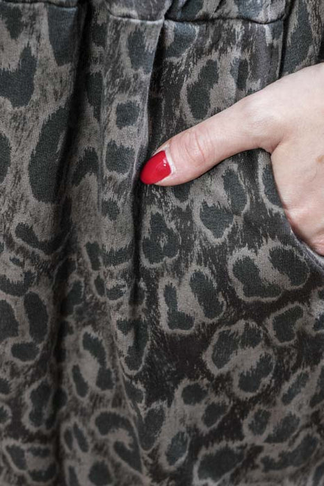 Pantalon en coton imprimé animalier marron/noir - Taille unique