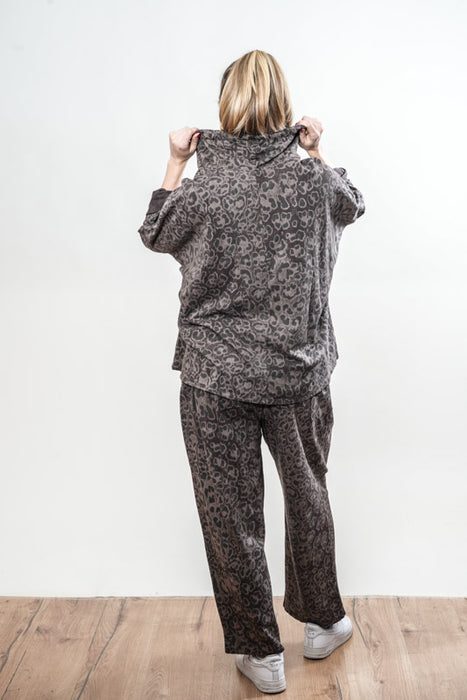 Pantalon en coton imprimé animalier marron/noir - Taille unique