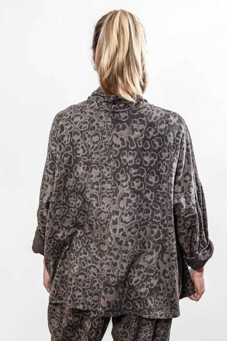 Pull en coton imprimé animal marron/noir - Taille unique