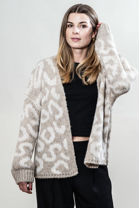 Cardigan à motifs beige/taupe - Taille unique