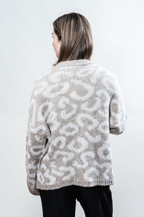 Cardigan à motifs beige/taupe - Taille unique