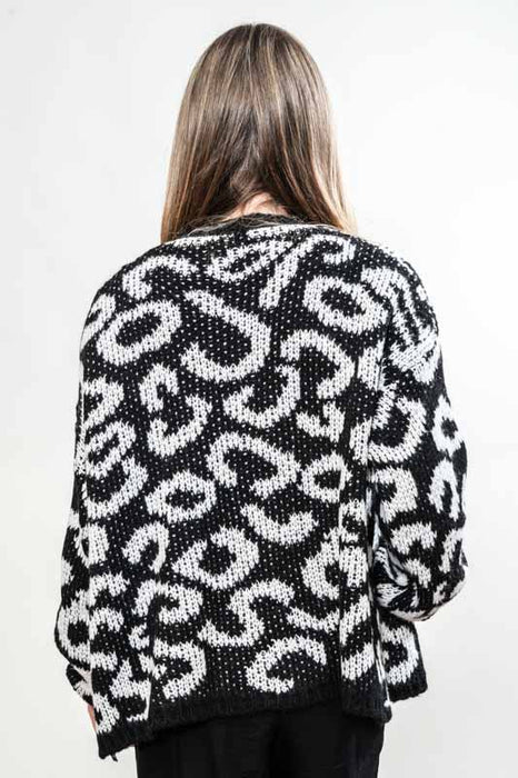 Cardigan à motifs blanc/noir - Taille unique