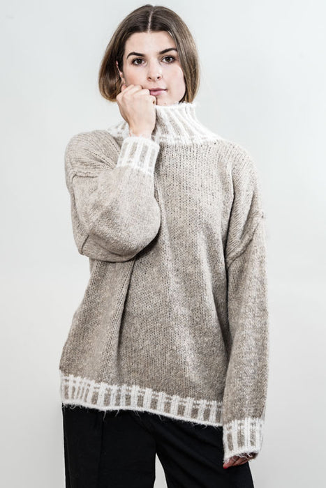 Pull tricoté crème/beige - Taille unique