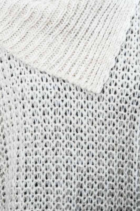 Pull en maille à col large, beige - Taille unique