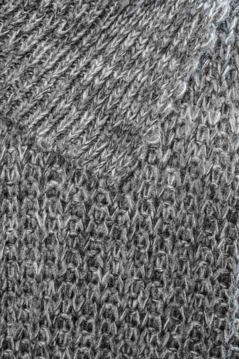 Pull en maille à col large, gris foncé/blanc - Taille unique