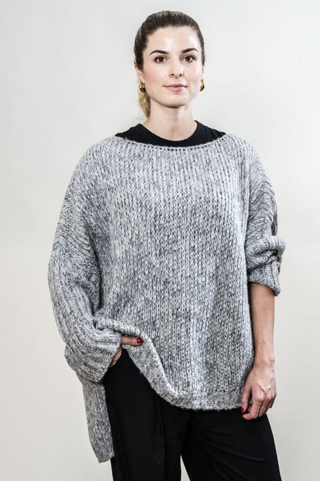 Knitted sweater grey/white - One Size