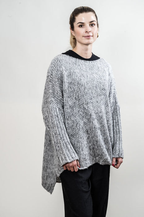 Knitted sweater grey/white - One Size
