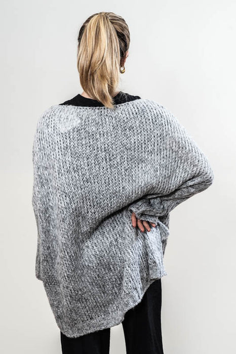 Knitted sweater grey/white - One Size