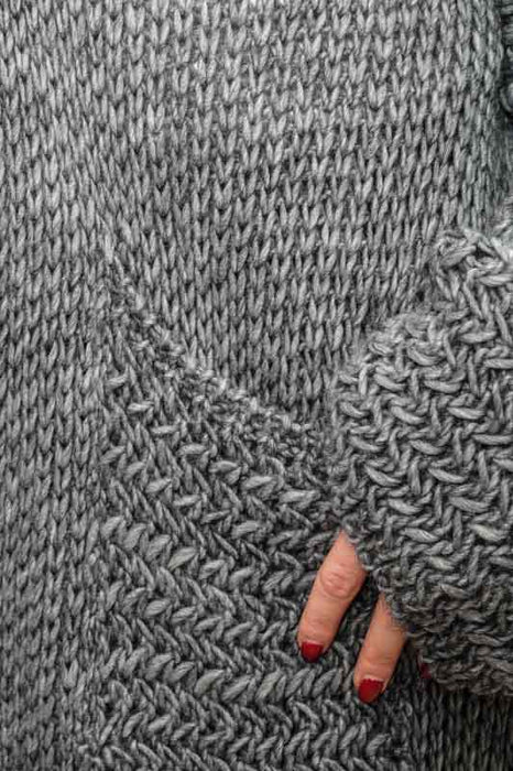 Long knitted coat dark grey - One Size