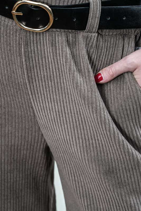 Manchester trousers cotton with belt taupe - One Size