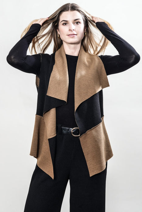 Gilet black/camel - One Size