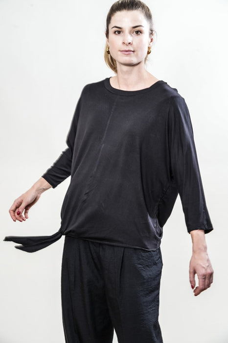 Top tied wide at the side, black - One Size