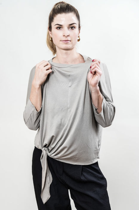 Top tied wide at the side, taupe - One Size