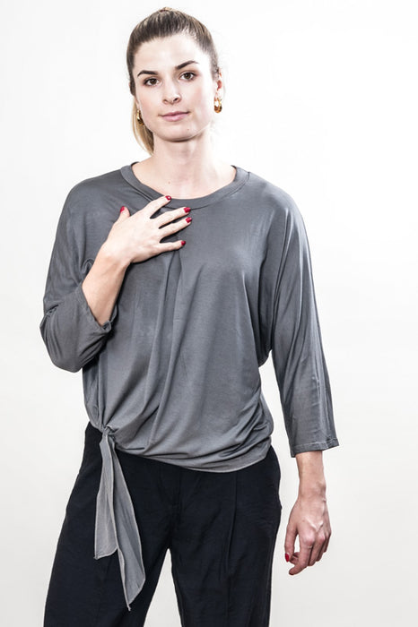 Top wide tied at the side, dark grey - One Size
