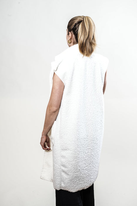 Gilet long en polyester blanc cassé - Taille unique