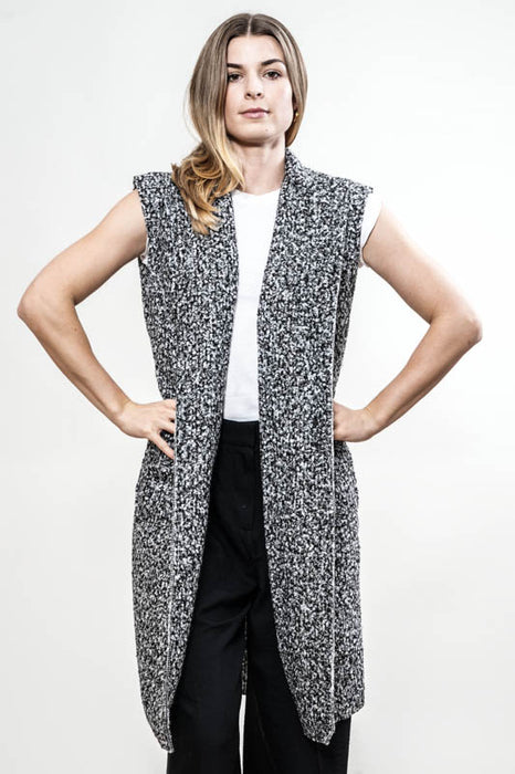 Gilet long en polyester noir/blanc - Taille unique