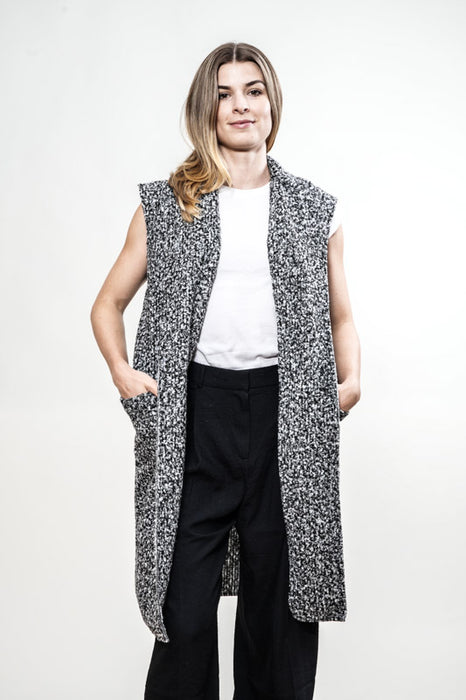 Gilet long en polyester noir/blanc - Taille unique
