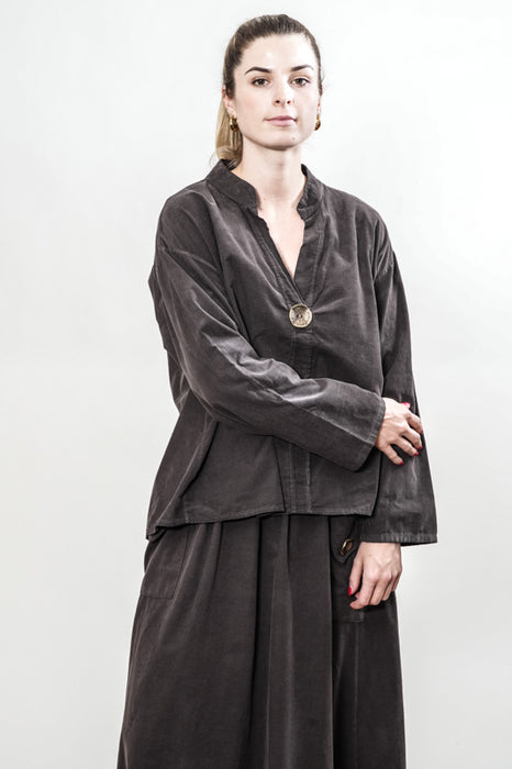 Chemisier Manchester en coton marron foncé - Taille unique