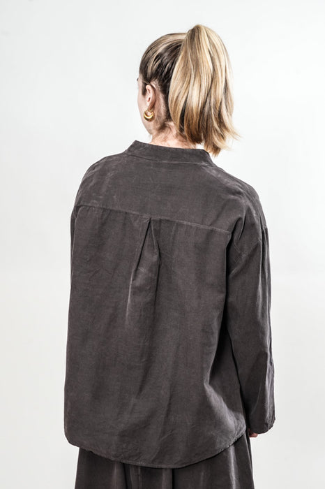 Chemisier Manchester en coton marron foncé - Taille unique