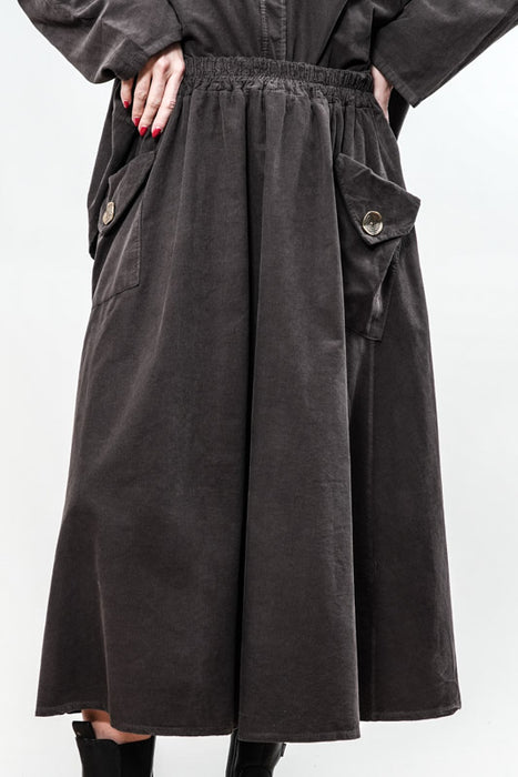 Jupe Manchester longue en coton marron foncé - Taille unique