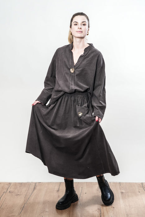 Jupe Manchester longue en coton marron foncé - Taille unique