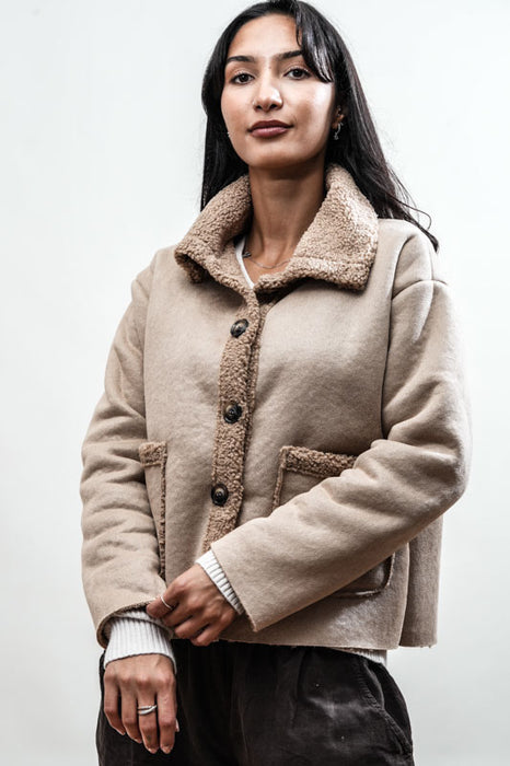 Veste courte en polyester beige - Taille unique