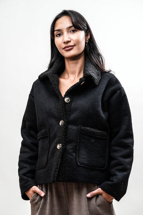 Veste courte en polyester noir - Taille unique