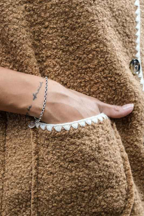 Gilet polyester camel/blanc - taille unique