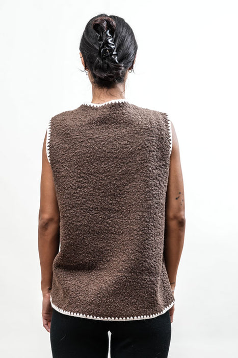 Gilet Polyester marron foncé/blanc - Taille unique